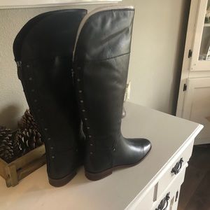 Franco Sarto Black LEATHER Wide Calf boots 9.5